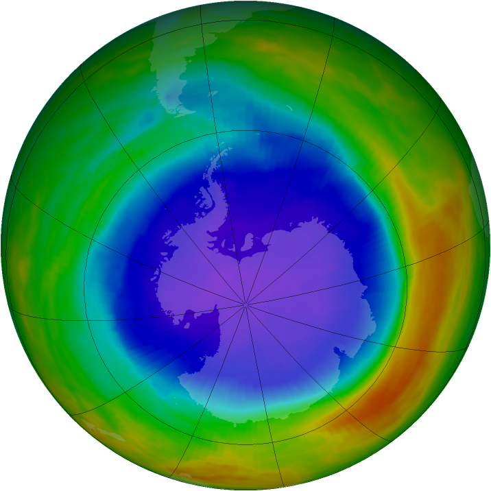 Antarctic ozone map for 08 October 1989